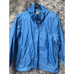 Cabelas Blue Wind breaker Jacket Light Weight and‎ Folds into its own Pocket